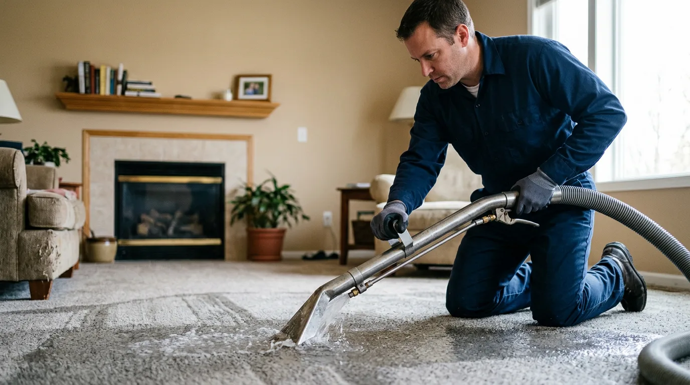 Water damage restoration technician working near Sullivan, WI